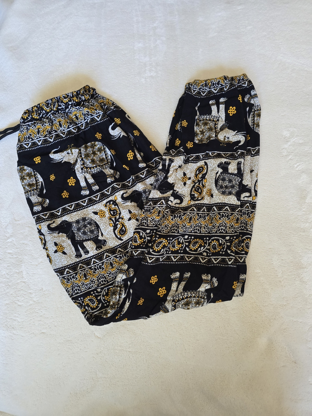 EARTHBOUND Black and Gold Elephant Print Jogger Pants